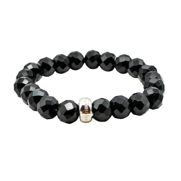 Thomas Sabo Obsidian Charm Carrier Beaded Bracelet 6.7 Inches - Picture 2 of 5